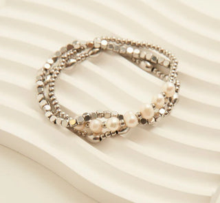 Howard's Narelle Waterproof Multi Pearl Stretch Bracelet Set Silver
