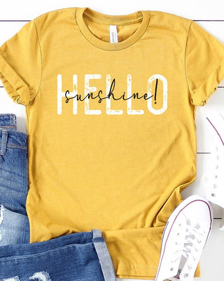 Hello Sunshine Distressed Graphic Tee