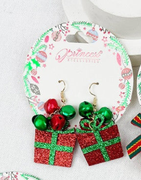 Love and Repeat Christmas Earrings Presents with Bells