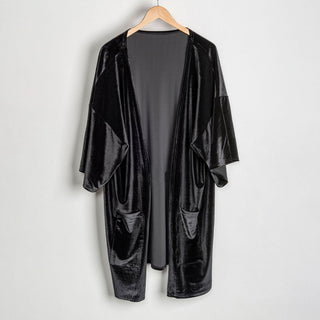 Howard's Mid Thigh Length Velvet Kimono w/Pockets OS