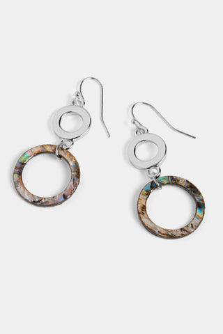 Whispers Abalone Double Circle Dangle Earrings WN004792