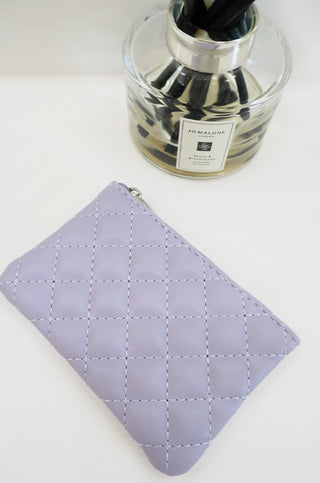 Love and Repeat Rhombus Pattern Zipper Coin Purse Purple