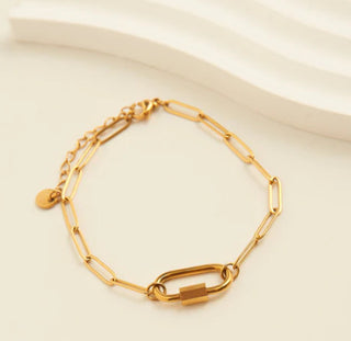 Howard's Narelle Waterproof Paperclip Chain Carabiner Bracelet Gold