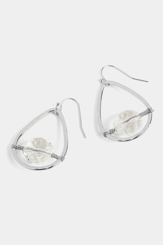 Whispers Floating Bead Teardrop Earrings Silver WN004785
