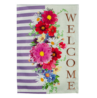 Divided Floral Garden Burlap Flag