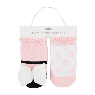 Mudpie Stripe Bow Rattle Toe Socks