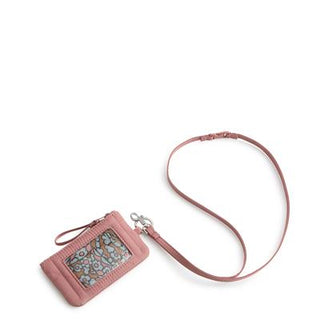 Vera Bradley Featherweight Zip ID Pouch w/Breakaway Lanyard Withered Rose