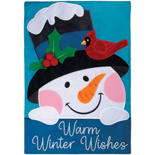 Winter Snowman Garden Applique’ Flag