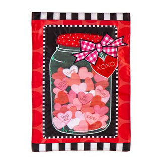 Mason Jar of Hearts Garden Applique’ Flag