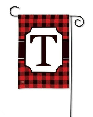 Red & Black Check Monogram Garden Flag