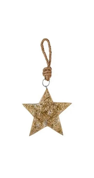 Wooden Ornament Gold Stars