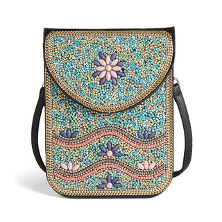 Coco + Carmen Artisan Beaded Crossbody Turquoise/Pink