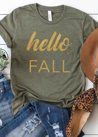 Hello Fall Gold Foil Graphic Tee