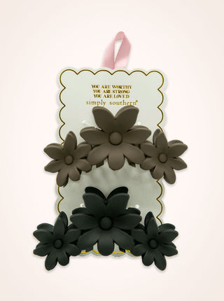Simply Southern Flower Hair Clip Black/Grey