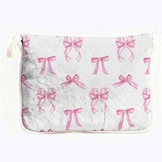 Pink Bows Plush Travel Blanket w/Matching Case