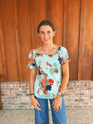 Sew in Love Sleeve Ruffle Floral Top