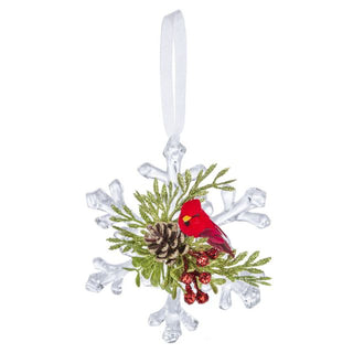 Kissing Krystal Cardinal Snowflake Ornament
