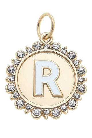 Canvas Style Charmed Rhinestone Letter Disc Charm