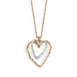 Whispers Mixed Metal Double Heart Necklace WN004369