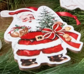 Santa Vintage Print Christmas Ornament