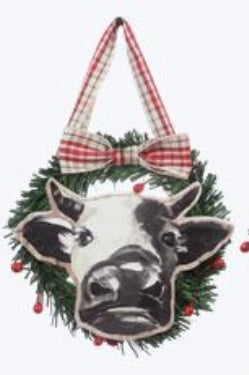 Wood Farm Wreath Christmas Ornament