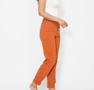 Judy Blue HW Garment Dyed Double Cuff Jogger Orange 88911