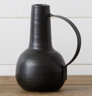 Black Matte Vase w/Handle Small