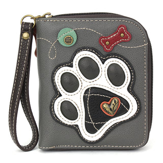 Chala Zip Around Wallet Pawprint Gray 839