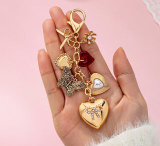 Josslyn Heart Bow Butterfly Bag Charm Gold