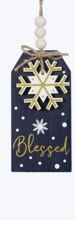 Navy & Gold Winter Tag Ornament
