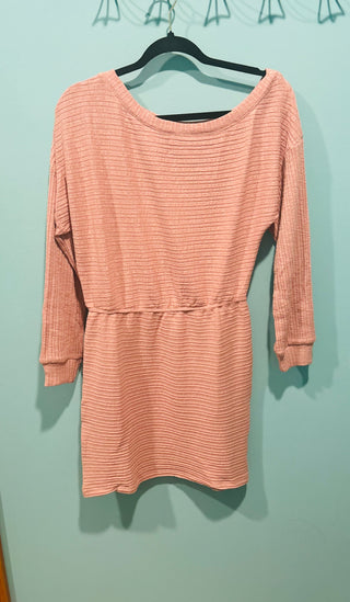 Kori America Rayon Sweater Off Shoulder Mini Dress Mauve