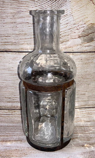 Bubble Glass Vase w/Metal