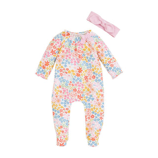 Mudpie Rainbow Ditsy Floral Sleeper w/Headband