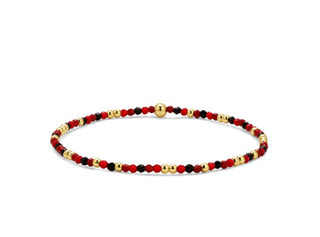 My Fun Colors Crystal Beaded Bracelet Red Mix Gold