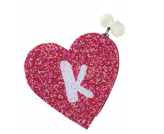 Jane Marie Red & Pink Multi Bead Zipper Coin Purse "K"