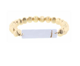 Jane Marie Gold Beaded Ceramic Initial Bracelet "J"
