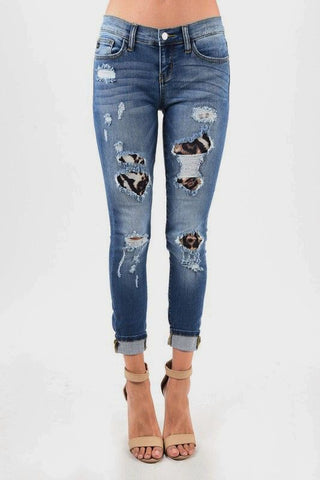 Judy BlueSALE Leopard Patch Skinny 8265 size 1