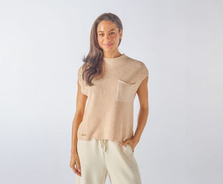 Simply Southern Breeze Knit Top with Pocket Macadamia