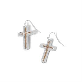 Whispers Mixed Metal Cross Earrings WN004244