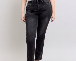 Judy Blue HW Tummy Control Bootcut Black Short 88787