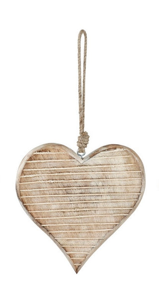 Demdaco White Washed Wood Heart Ornament