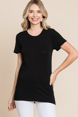 Culture Code Crew Neck Short Sleeve Fitted Top Black