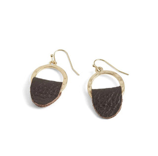 Whispers Leather Tab Hoop Earrings Gold WN004617