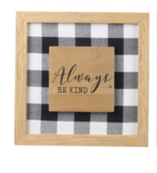Wood Framed Black & White Wall Sign