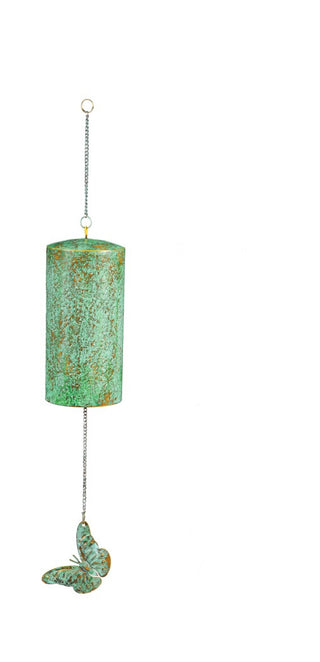 Hammered Metal Wind Bell w/ Gold & Verdigris Artisan Finish
