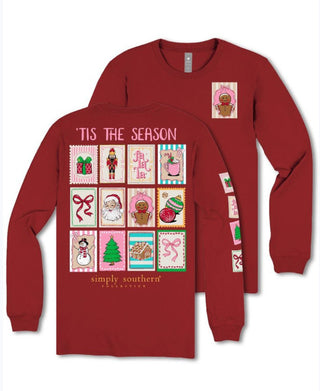 Simply Southern Long Sleeve Tee Stamps Carmine