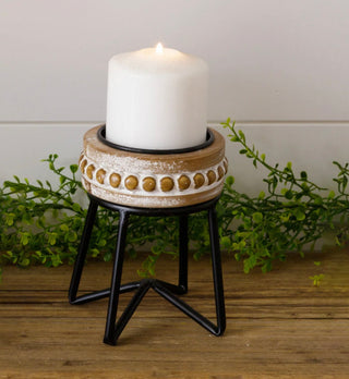 Beaded Pillar Candle Stand Large