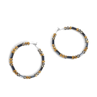 Whispers Gold Facet Beaded Hoop Earrings WN004169