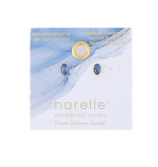 Howard's Narelle Waterproof Oval Gem Stud Earrings Gold Blue Opal