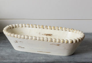 Beaded Mango Wood Oval Bowl